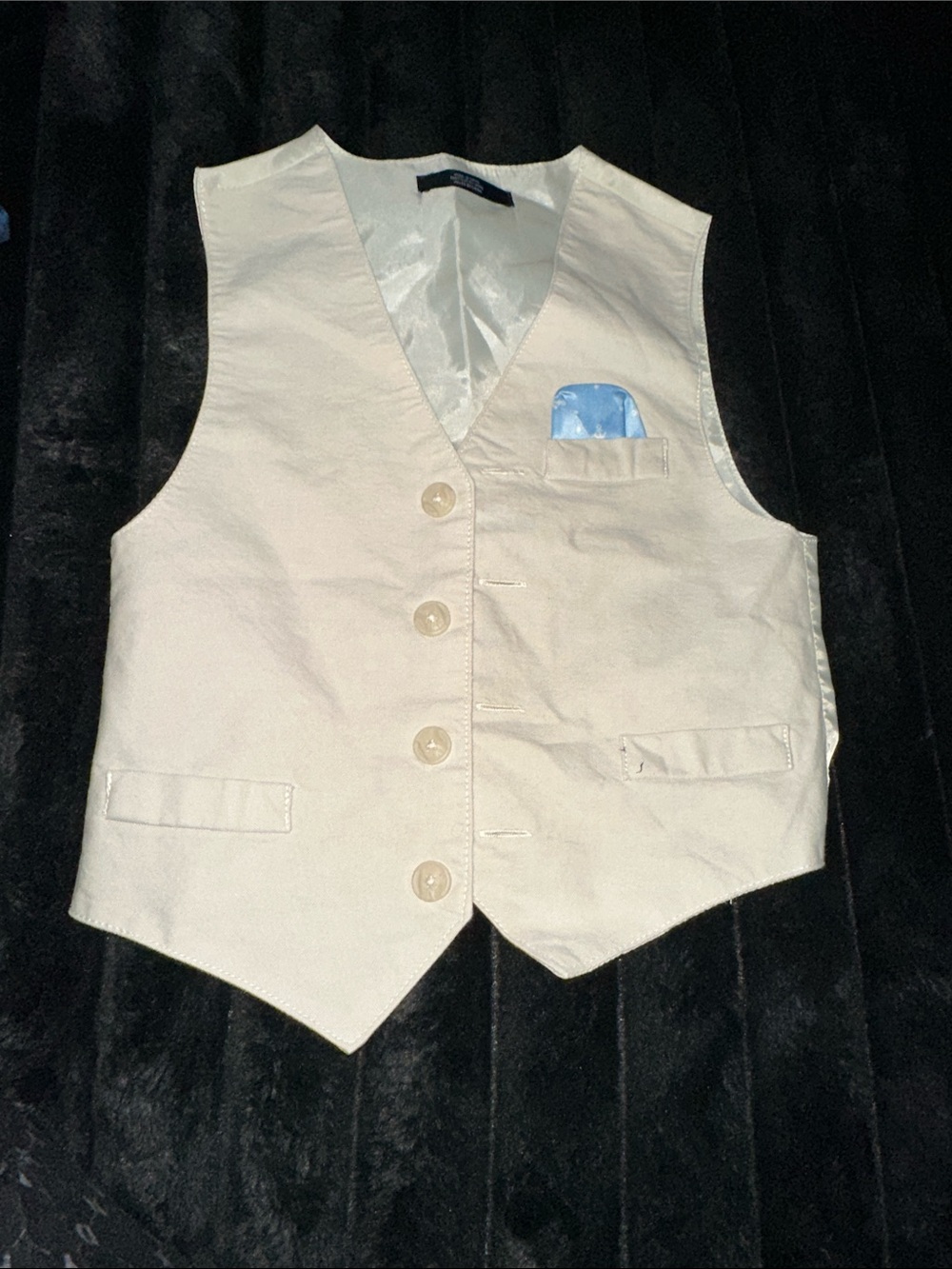 Nautica Cream Boys Vest with Light Blue Pocket Square